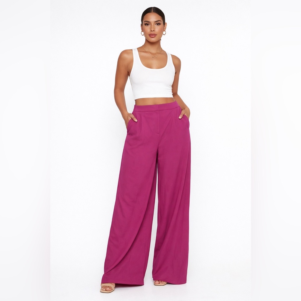 Nasty Gal Super Wide Leg Trousers in Berry